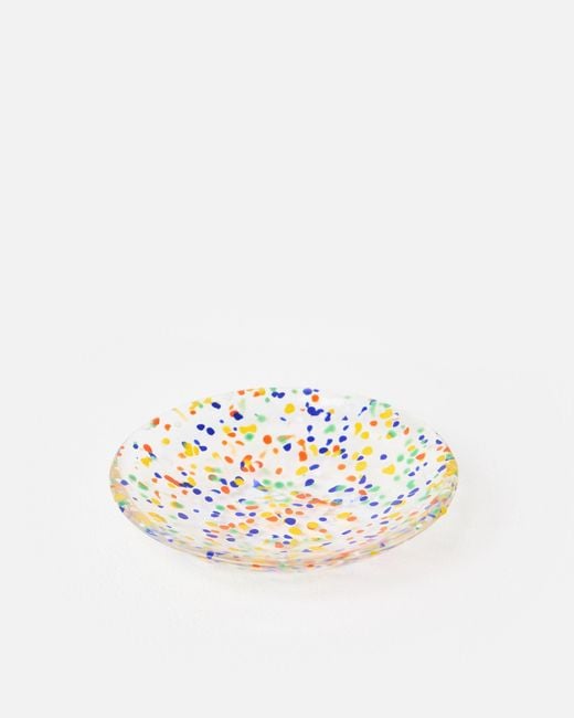 Oliver Bonas White Azul Spot Glass Ring Dish