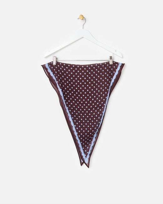 Oliver Bonas Purple Chocolate & Blue Polka Dot Diamond Scarf