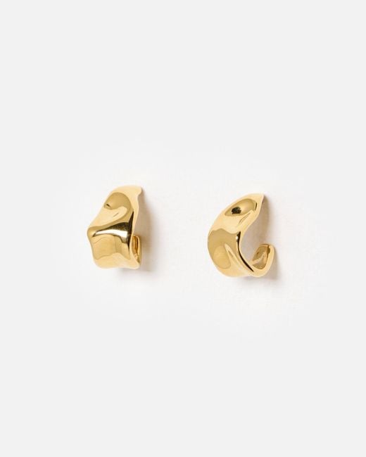 Oliver Bonas Metallic Margaret Organic Shape Tone Waterproof Drop Hoop Earrings