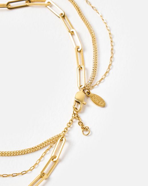 Oliver Bonas White Joni Tone Waterproof T-bar Pendant Layered Chain Necklace