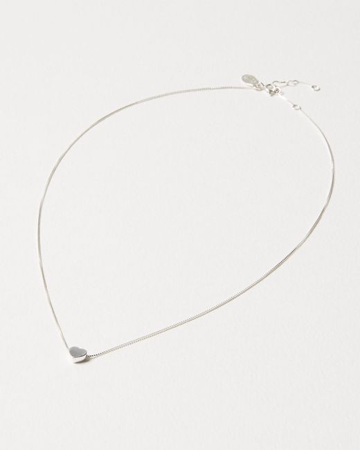 Oliver Bonas Natural Heart Bead Silver Pendant Necklace