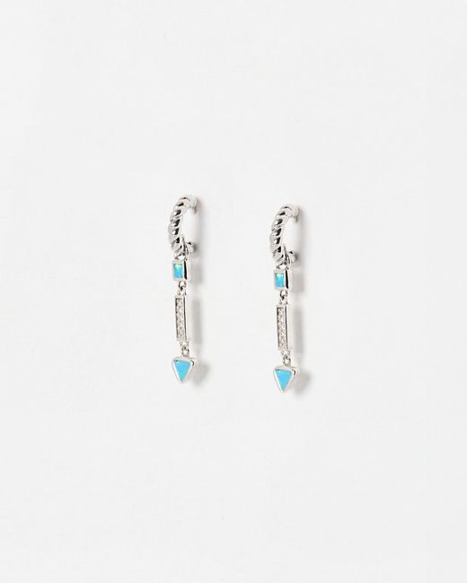Oliver Bonas Blue Oriana Opalite Stone Twisted Silver Drop Earrings