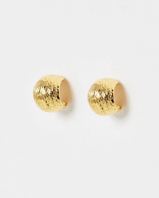 Oliver Bonas White Hali Textured Metal Circular Gold Hoop Earrings
