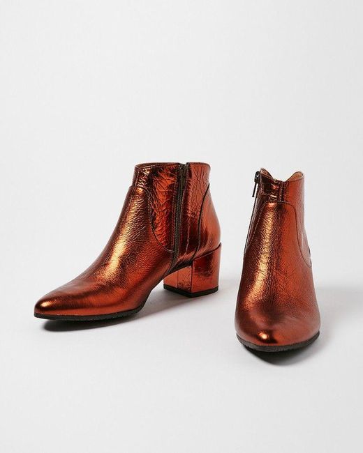 Oliver Bonas Brown Esska Kiana Textured Copper Leather Heeled Boots