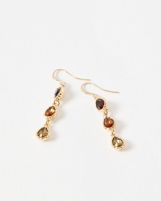 Oliver Bonas White Intira Stone Teardrop Tiered Drop Earrings