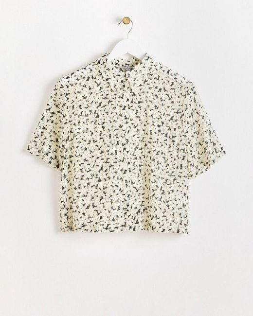 Oliver Bonas White Floral Textured Shirt