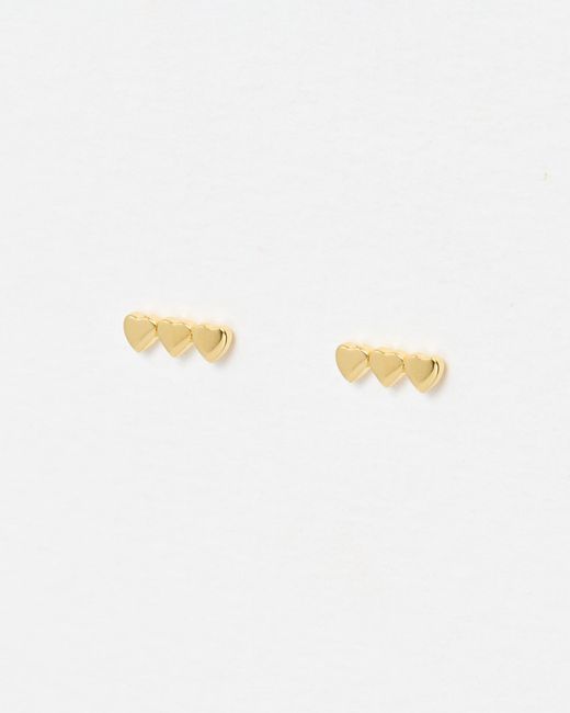 Oliver Bonas White Triple Heart Stud Earrings