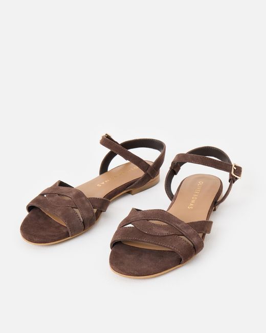 Oliver Bonas Brown Chocolate Suede Sandals, Size 3