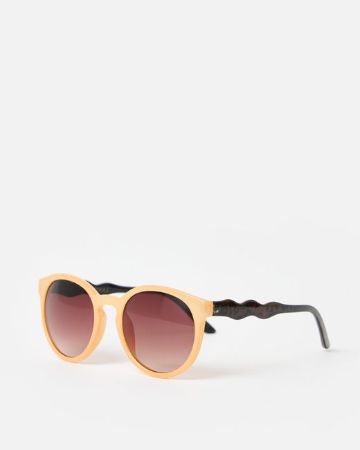 Oliver Bonas Pink & Animal Print Wavy Arm Preppy Sunglasses