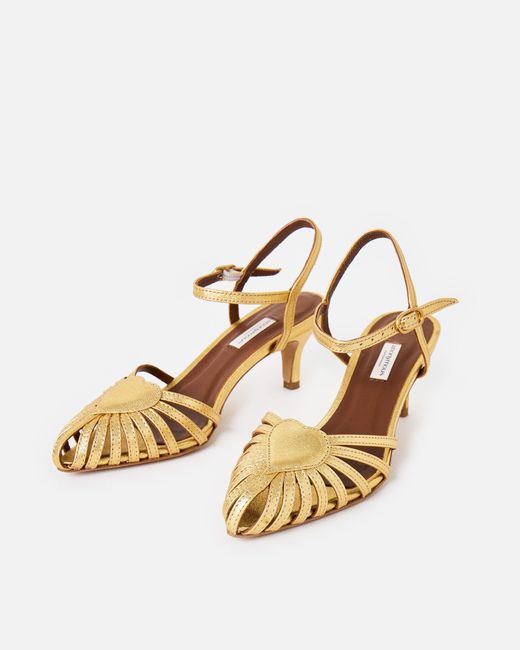 Anonymous Copenhagen Natural Keesha 55 Metallic Heels, Size 3