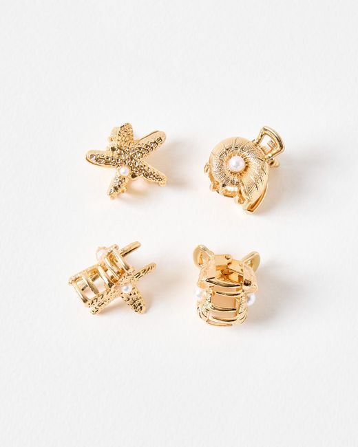 Oliver Bonas White Arielle Mini Shell Claw Clips Set Of Four