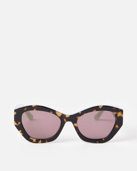 Oliver Bonas Pink Faux Tortoiseshell & Blue Angled Acetate Sunglasses