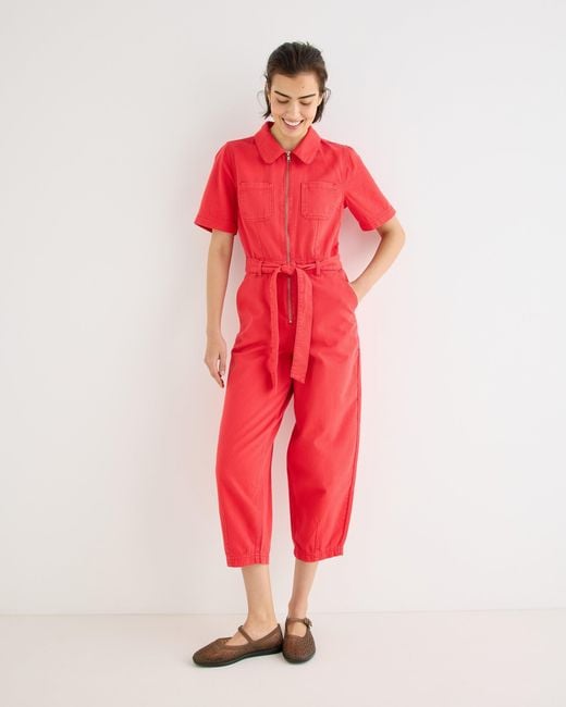 Oliver Bonas Denim Collared Short Sleeve Jumpsuit, Size 10