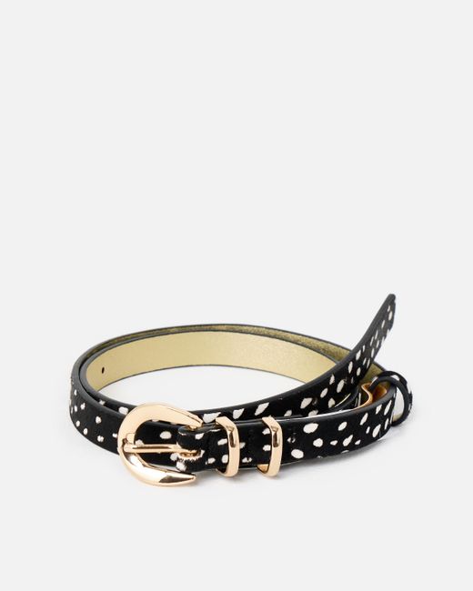 Oliver Bonas & White Spotty Animal Print Leather Belt, Size S