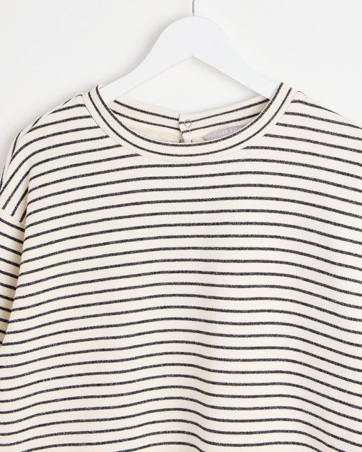 Oliver Bonas Black & White Striped Wide Sleeve Sweatshirt, Size 8