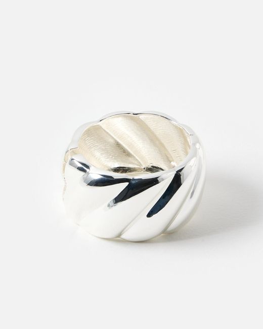 Oliver Bonas White Jael Puffy Twisted Tone Bangle