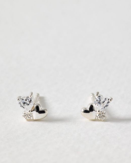 Oliver Bonas Metallic Estelle Heart Cluster Stud Earrings