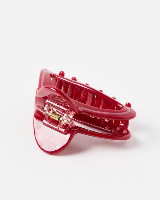 Oliver Bonas Red Athena Resin Heart Hair Claw Clip