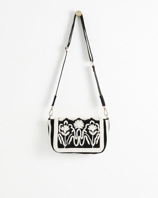 Oliver Bonas 60s Flower Crossbody Bag in Black (White) Lyst