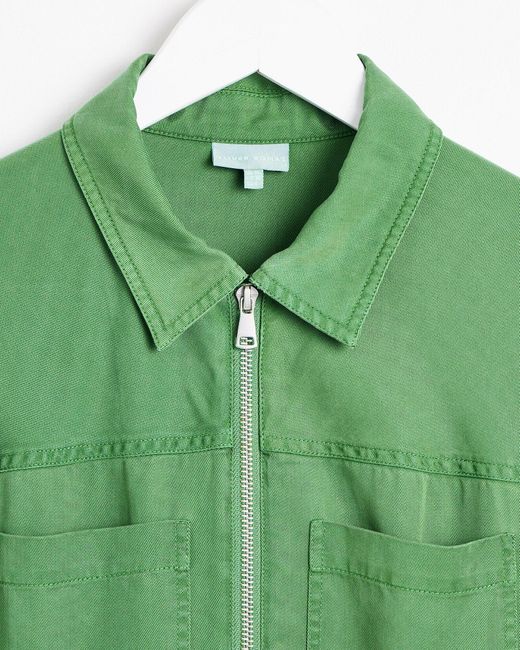 Oliver Bonas Green Zip Up Short Sleeve Jumpsuit, Size 18