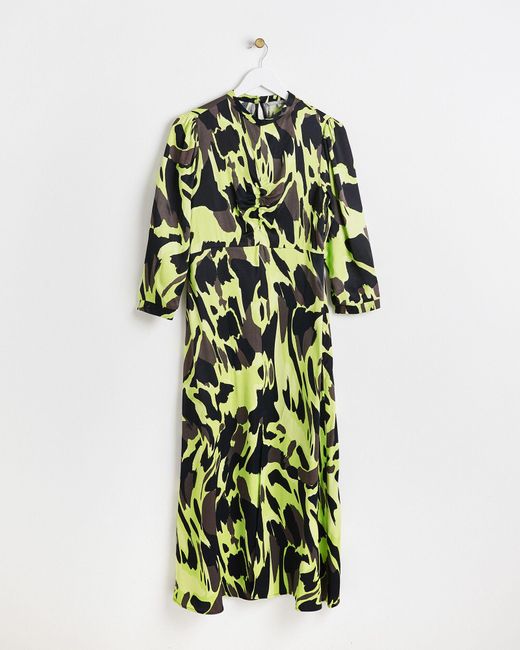 Oliver Bonas Green Abstract Print Midi Dress, Size 6