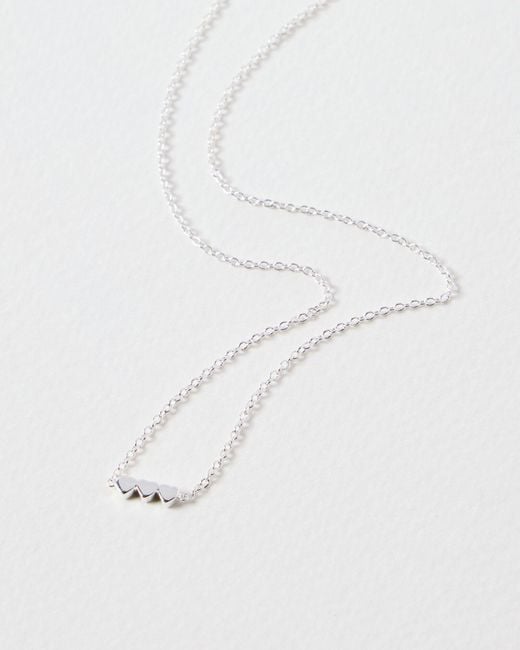 Oliver Bonas White Triple Heart Chain Necklace