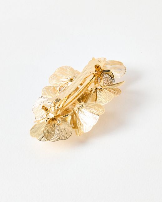 Oliver Bonas Metallic Kimberly Fine Metal Flowers Hair Barrette Clip