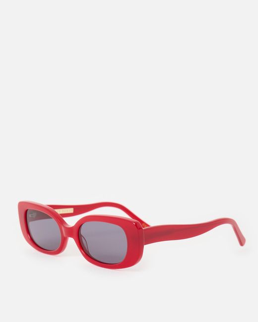 Oliver Bonas Red Oval Acetate Sunglasses