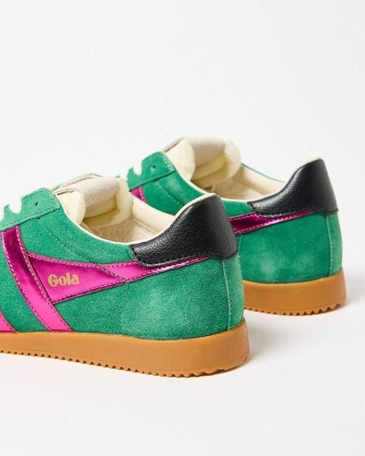 Oliver Bonas Green Gola X Ob Exclusive Suede & Pink Metallic Sneakers