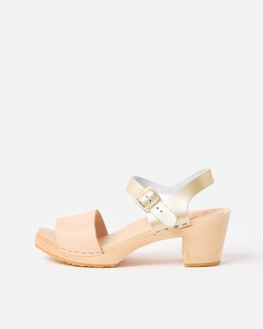 Kit and Clogs Kit + Clogs Natural & Champagne Mid Etta Leather Clogs, Size 3