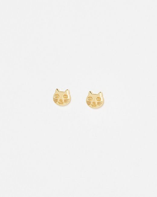 Oliver Bonas White Django Cat Stud Earrings