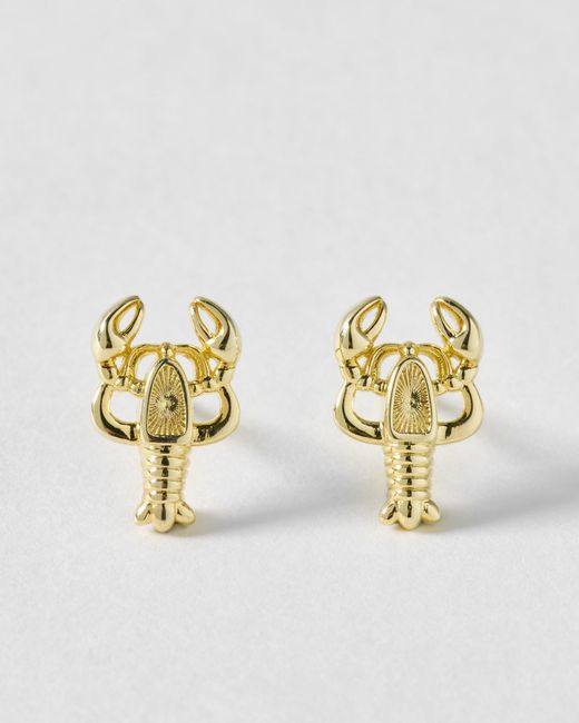 Oliver Bonas Metallic Larry Lobster Stud Earrings