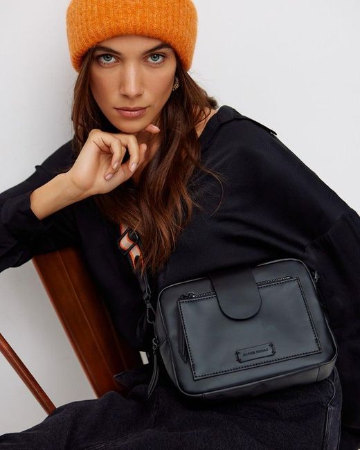 Oliver Bonas Charlee Coated Crossbody Camera Bag in Black Lyst