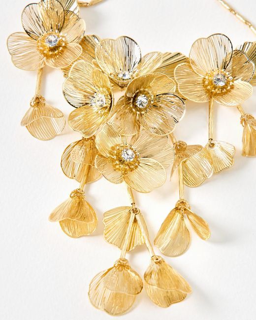 Oliver Bonas Metallic Kimberly Tone Statement Flower Necklace
