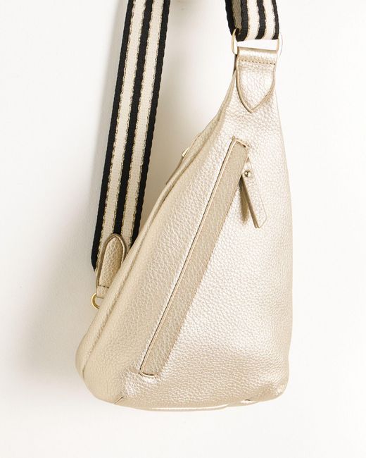 Oliver Bonas White Brooke Metallic Gold Crossbody Belt Bag