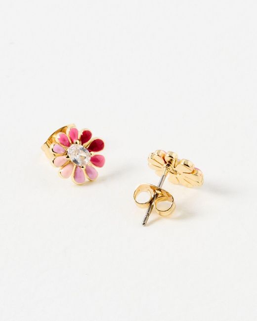 Oliver Bonas White Lily Ombre Flower Stud Earrings