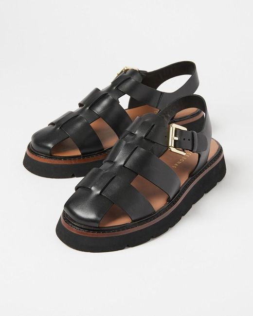 Oliver Bonas Fisherman Leather Sandals in Black | Lyst