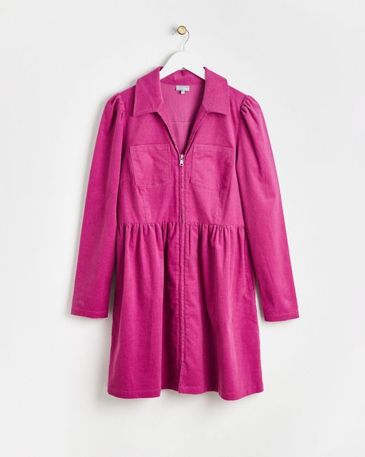 Oliver Bonas Pink Corduroy Mini Shirt Dress, Size 12