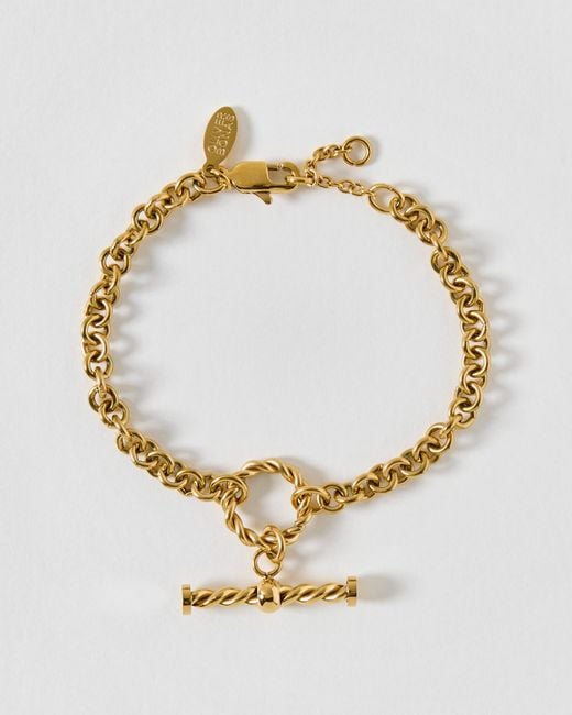 Oliver Bonas Metallic Tasha Tone Waterproof Textured T Bar Charm Bracelet