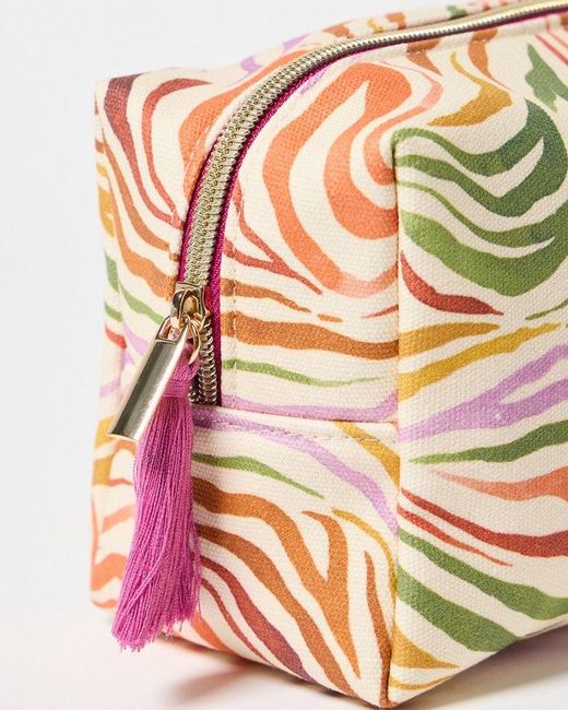 Oliver Bonas Pink Zebra Print Make Up Bag