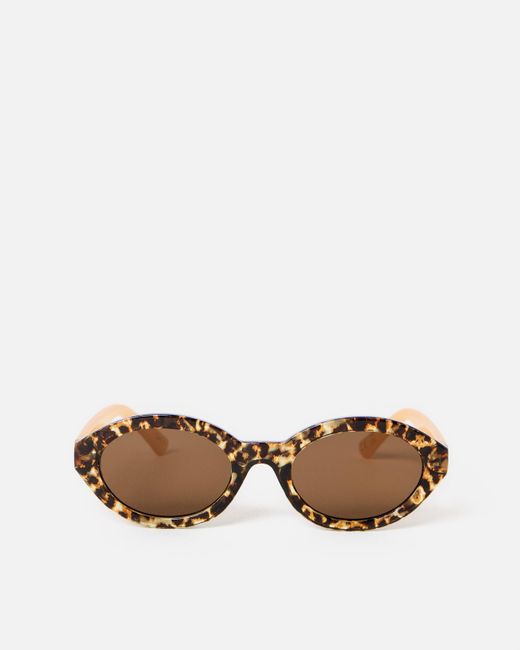 Oliver Bonas Natural Brown Faux Tortoiseshell & Mini Oval Sunglasses