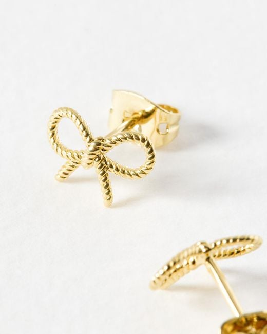 Oliver Bonas White Alina Bow Stud Earrings
