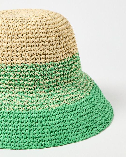 Oliver Bonas Green Ombre Straw Bucket Hat