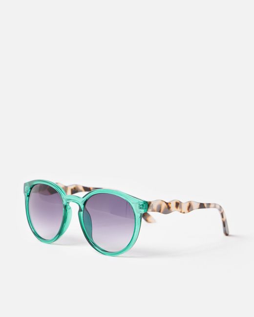 Oliver Bonas Blue & Tort Wavy Arm Preppy Sunglasses