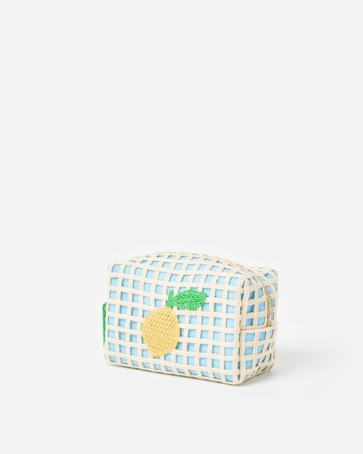 Oliver Bonas Blue Lemon Crochet Makeup Bag