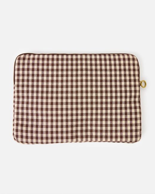 Oliver Bonas White Brown Gingham Apple Laptop Case