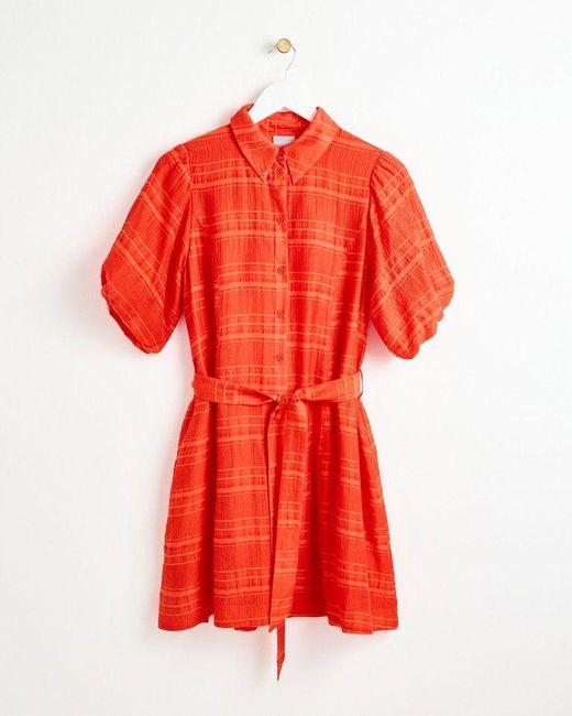Oliver Bonas Textured Stripe Mini Shirt Dress