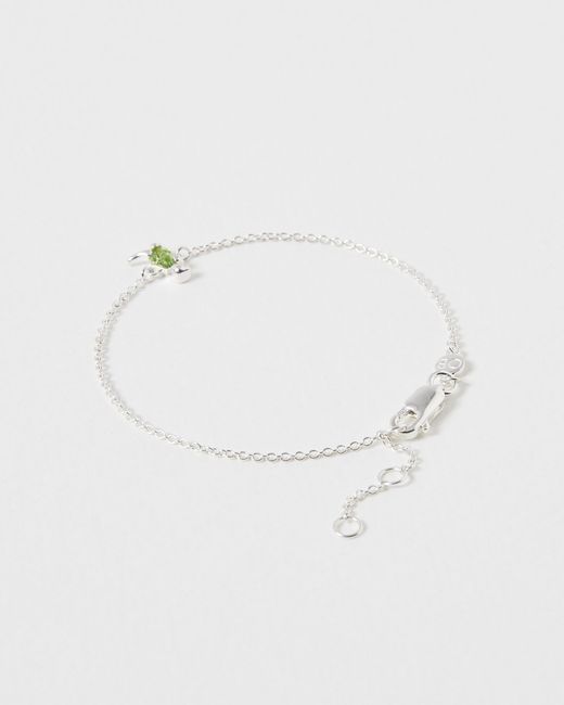Oliver Bonas Natural Tyra T Rex Peridot Silver Chain Bracelet