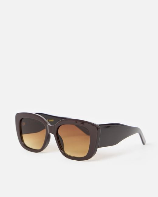 Oliver Bonas Brown Chocolate Oversized Square Cat Eye Sunglasses