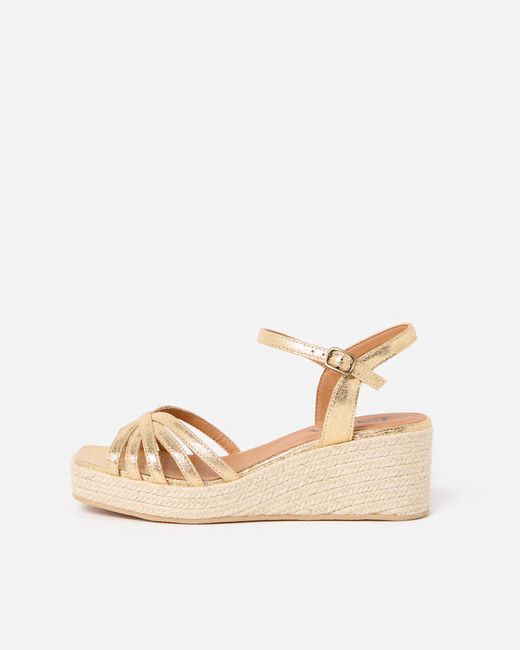 Esska Natural Wafa Metallic Wedge Sandals, Size Uk 3